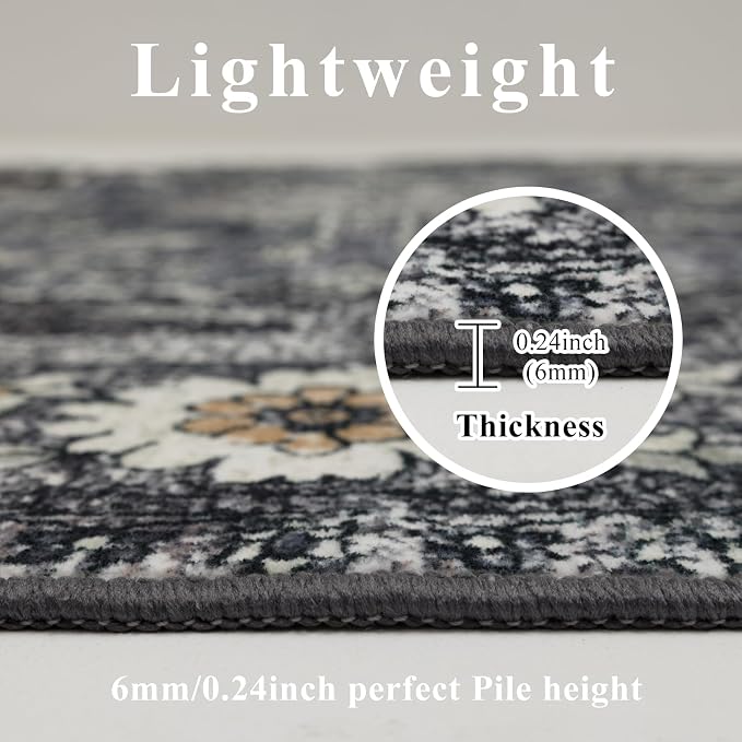 Washable 6x9 Area Rug for Living Room, Carpet for Bedroom Dining Room, Non - Image 8