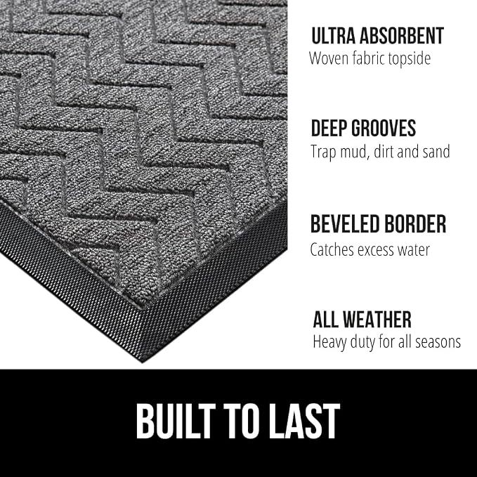 GORILLA GRIP 100% Waterproof All-Season WeatherMax Doormat 35x23, US Designed - Image 2