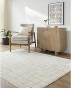 Livabliss x Our PNW Home Cascade Minimalist Grid Area Rug, Grid Ivory/Taupe by Livabliss