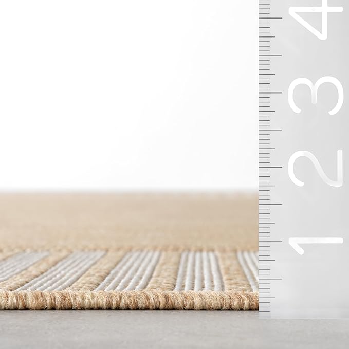 Nuloom Asha Tan/Ivory, Striped Border, Soft and Cozy, High Traffic, Stain - Image 2