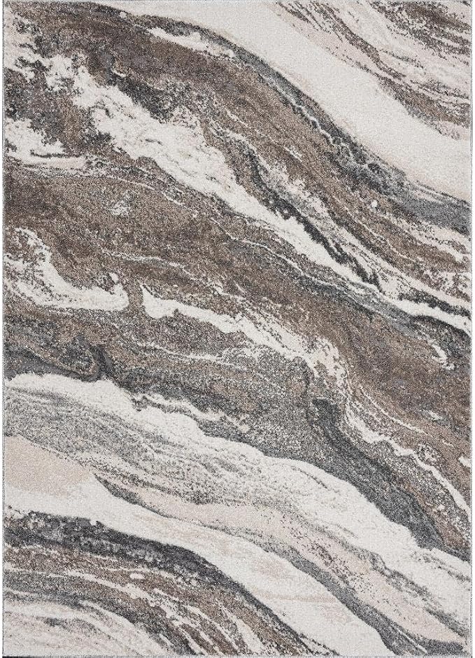 LUXE WEAVERS Lagos Collection 7983 Grey 5x7 Art Deco Area Rug - Image 2