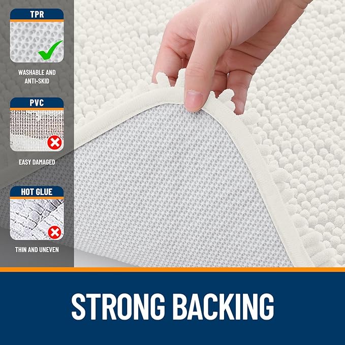 OLANLY Bathroom Rugs 70x46, Extra Soft Absorbent Chenille Bath Rugs, Rubber - Image 6