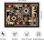 Rustic Cabin Wildlife Area Rug 5x7 Living Room Rug, Buffalo Plaid Bear Moose - Image 2