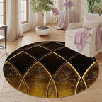 Luxury Black Gold Round Rug Vintage Golden Texture Living Room Circle Area Rugs - Image 5