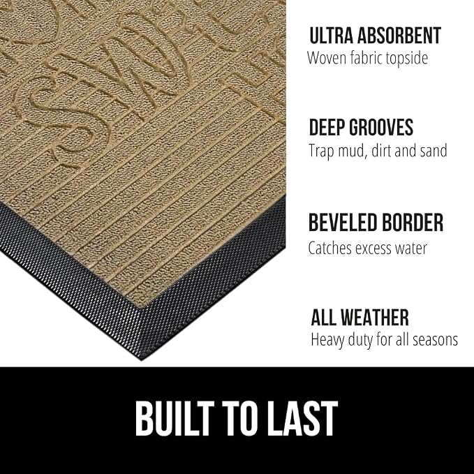 GORILLA GRIP 100% Waterproof All-Season WeatherMax Doormat 35x23, US Designed - Image 2