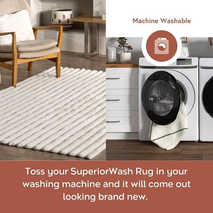 Nuloom SuperiorWash Collection Kai Off-White, Fluffy and Cozy, High Traffic - Image 3