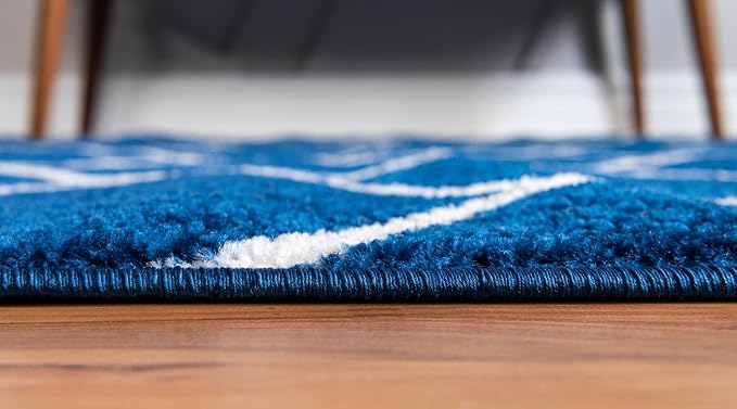 Rugs.com Lattice Frieze Collection Rug – 5' x 8' Oval Navy Blue Medium Rug - Image 4