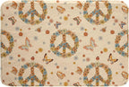 Erosebridal Groovy 70s Theme Bathroom Rugs Retro Peace Sign Mats Boho Butterfly by Erosebridal