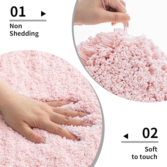 Bathroom Runner Rug 24x59 Pink Non Slip Fluffy Long Bath Mat - Image 5