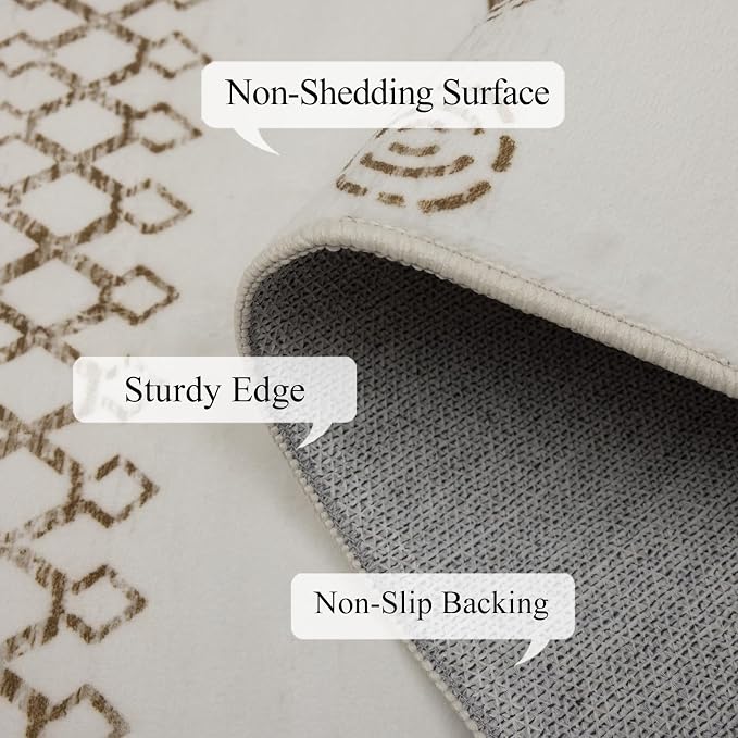 9x12 Area Rug Living Room Rugs, Boho Stain Resistant Washable Rug, Vintage - Image 7