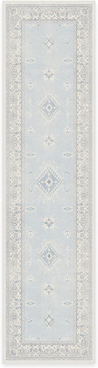 RUGGABLE Washable Vintage Runner Rug – Verena Soft Blue 2.5x10, Stain-Resistant by RUGGABLE