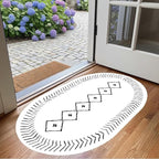 Simple Black and White Geometric Texture Bordered Area Rug 9x12 - Image 4
