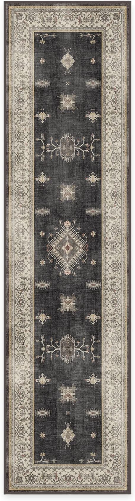 RUGGABLE Washable Vintage Runner Rug – Verena Dark Wood 2.5x10, Stain-Resistant - Image 2