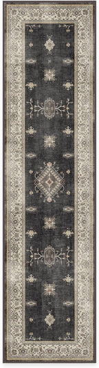 RUGGABLE Washable Vintage Runner Rug – Verena Dark Wood 2.5x10, Stain-Resistant - Image 2