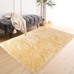 Latepis Yellow Shaggy Rug Bedroom Rugs 4x6 Area Rug Washable Faux Sheepskin Fur - Image 7