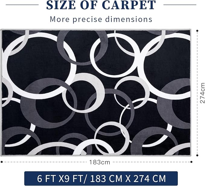 YIHOUSE 6x9 Ft Area Rugs, Concentric Circle Carpet Washable Rug, Master Bedrooms - Image 2