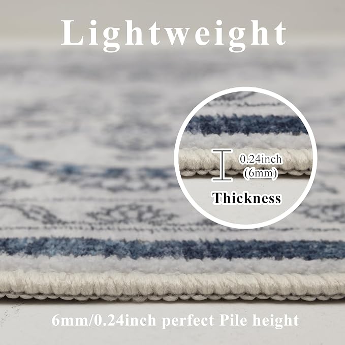 Washable Rugs 5x7 Area Rugs for Living Room, Thin Carpet for Bedroom, Soft Faux - Image 8