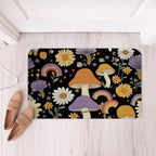 Erosebridal Trippy Mushroom Bathroom Mat Groovy Floral Microfiber Bath Rug Cute - Image 4