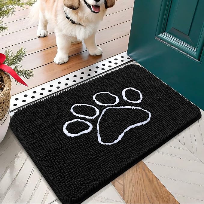 OLANLY Dog Door Mat for Muddy Paws 24x16, Paw Print Design, Absorbs Moisture by OLANLY