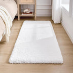 White Bathroom Runner Rug 24x59 Non Slip Fluffy Long Bath Mat - Image 9