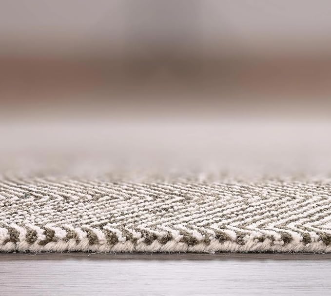 Modern Herringbone Chevron Collection Handcrafted Wool Area Rug - Image 5