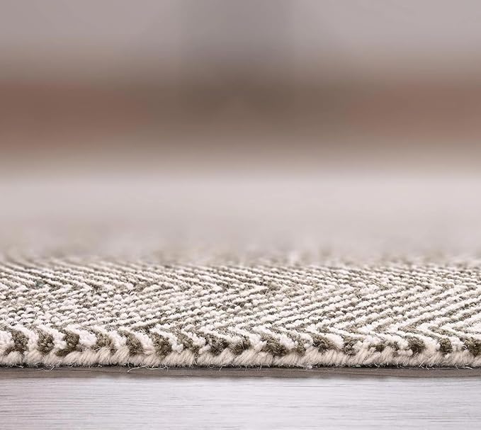 Modern Herringbone Chevron Collection Handcrafted Wool Area Rug - Image 5