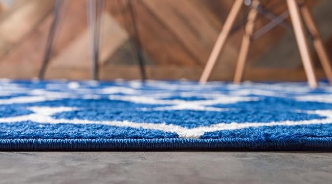 Rugs.com Lattice Frieze Collection Rug – 10' x 13' Navy Blue Medium Rug Perfect - Image 4