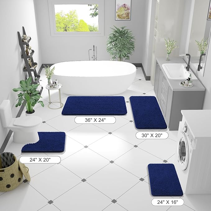OLANLY Bathroom Rugs 50x30, Extra Soft Absorbent Chenille Bath Rugs, Rubber - Image 2