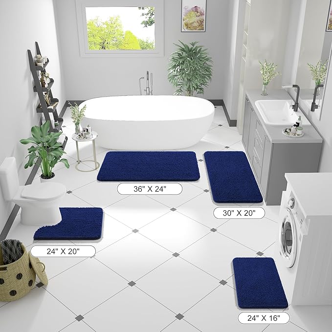 OLANLY Bathroom Rugs 59x24, Extra Soft Absorbent Chenille Bath Rugs, Rubber - Image 2