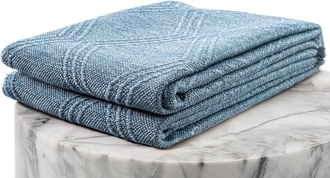 LUXE WEAVERS Modern Farmhouse Blue 8x10 Washable Area Rug, Anti-Slip Diamond - Image 7