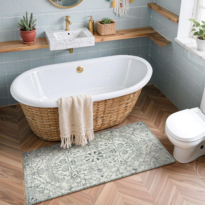 Lahome Washable Runner Rug 2x5, Bohemian Laundry Room Rug Low Pile Bathroom - Image 3
