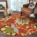 Lahome Red Floral Round Rug - 4 ft Christmas Washable Round Area Rugs Small Non by Lahome