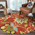 Lahome Red Floral Round Rug - 4 ft Christmas Washable Round Area Rugs Small Non by Lahome