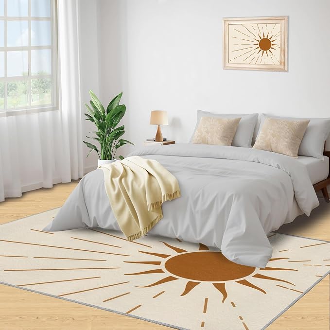 Boho Sun Area Rugs 3x5ft, Radiant Sunburst Boys Rugs - Image 5