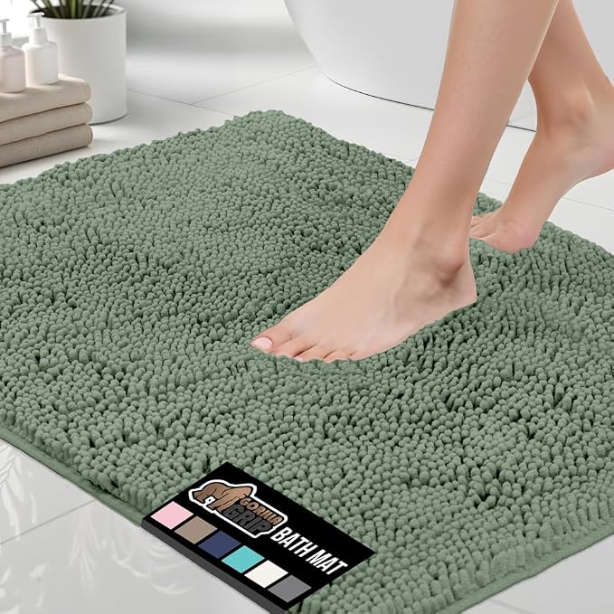 GORILLA GRIP Bath Rug Mat 30x20, Thick Soft Absorbent Chenille, Quick Dry by GorillaGrip