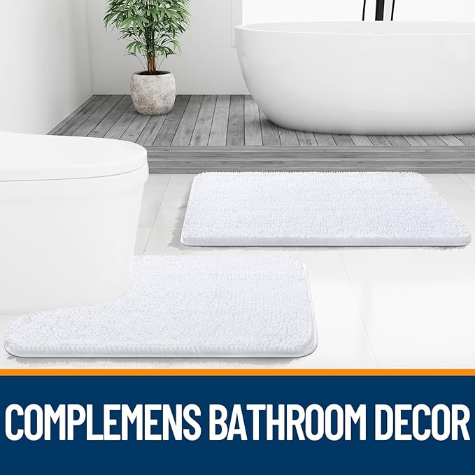 OLANLY Bathroom Rugs 35x24, Extra Soft Absorbent Chenille Bath Rugs, Rubber - Image 8