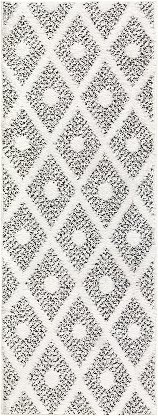 Antep Rugs Palafito 2x5 Geometric Shag Diamond High-Low Pile Textured Indoor - Image 2
