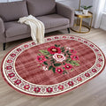 Retro Country Distressed Burgundy Green Florals Texture Bordered Rugs 12x15 by Unknown