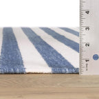 Home Conservatory Ladder Stripe Navy/Ivory Handwoven Wool 4 X 6 Feet - Image 3