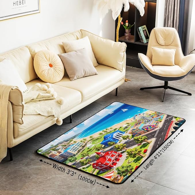 Kids Area Rug 3x5 City Life House Rugs - Image 2