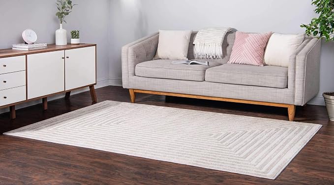 Unique Loom Sabrina Soto Outdoor Collection Geometric, Carved Area Rug - Image 2