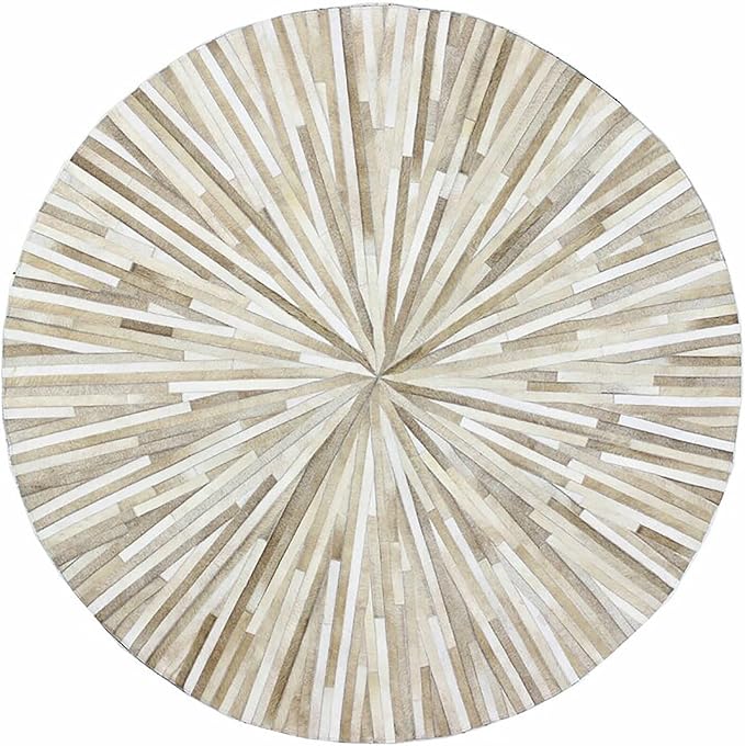 Faux Cowhide Round Area Rug | Non-Slip Leather Floor Carpet by SNALFEHOME
