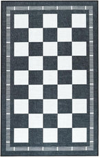 Vasofe Checkered Jute Kitchen Rug, 2x3 Black and White Rugs Indoor Outdoor - Image 5