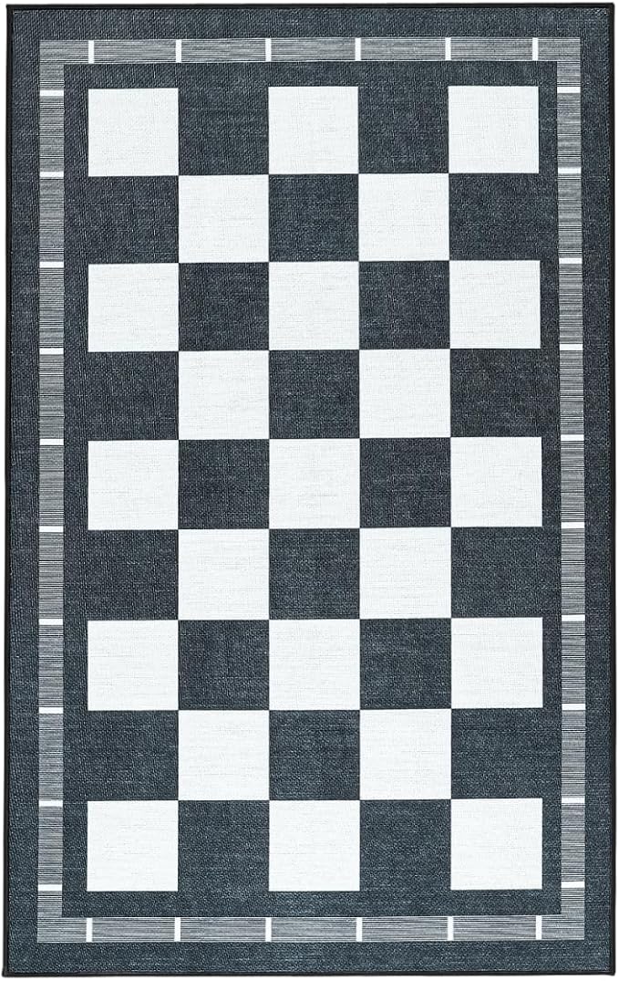 Vasofe Checkered Jute Kitchen Rug, 2x3 Black and White Rugs Indoor Outdoor - Image 5