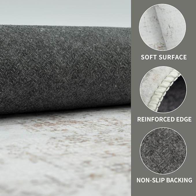 Washable 5×7 Area Rug for Living Room, Vintage Floral Rug Soft Non Slip Stain - Image 4