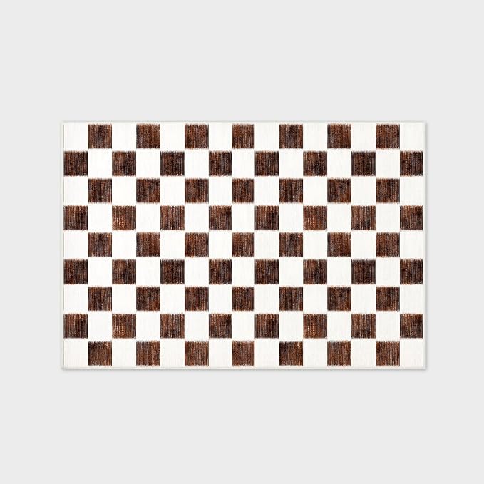 EVERGRACE Checkered Plaid Area Rug 4x6, Soft Fuzzy Faux Wool Rugs Washable Anti - Image 7