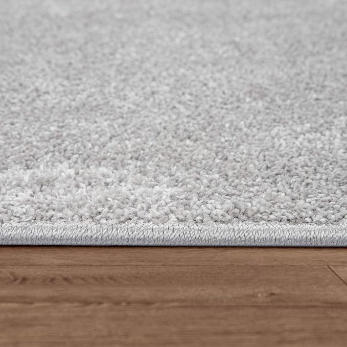 Paco Home Solid Area Rug in Silver Modern Plain Design, Size: 5'3" x 7'3" - Image 3