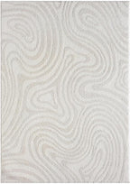 LUXE WEAVERS Geometric Swirl Cream 9x12 Area Rug High Low Modern Carpet - Image 3