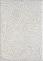 LUXE WEAVERS Geometric Swirl Cream 4x5 Area Rug High Low Modern Carpet - Image 3