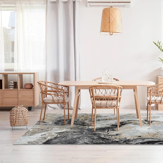 LUXE WEAVERS Marble Swirl Abstract Area Rug, Smoke 5x7 - Image 3
